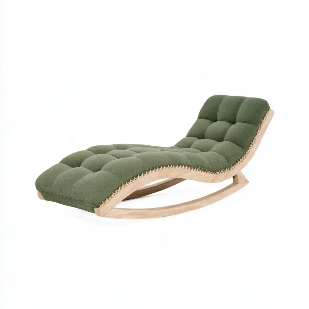 Mecedora con asiento alargado con acolchado - verde/beige