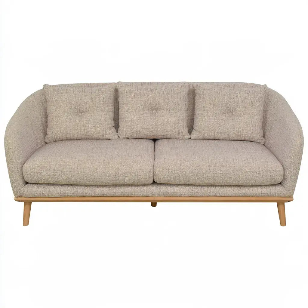 Sofá con respaldo de botones y patas claras - beige