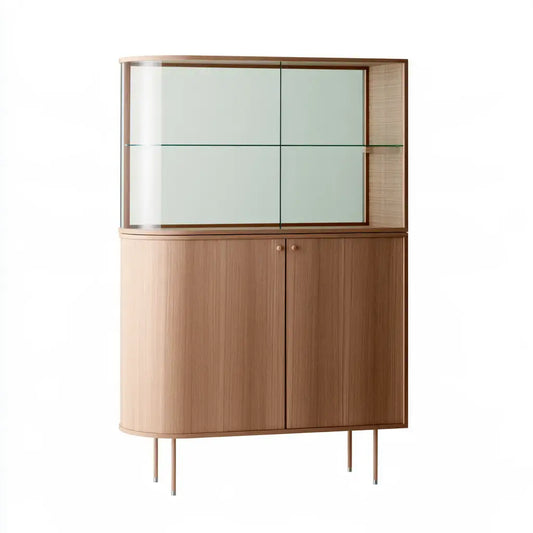 Vitrina con puertas superiores y base cerrada - marrón/verde