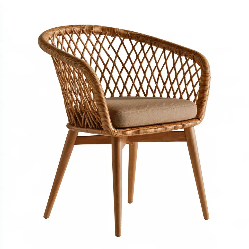 Silla con respaldo envolvente entrelazado - marrón