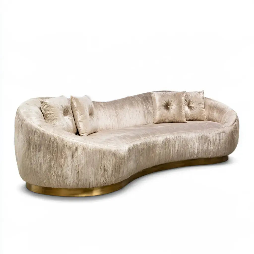 Sofá con contorno curvo y tapizado texturizado - beige