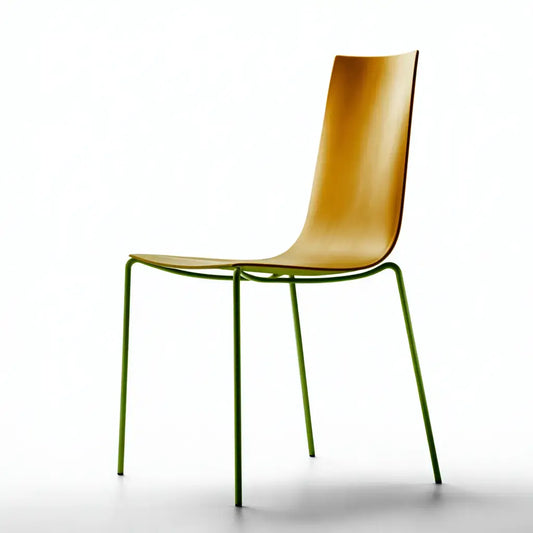 Silla con respaldo alto y patas finas - amarillo/verde