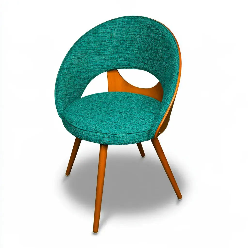 Silla con respaldo abierto de forma redonda - turquesa/marrón