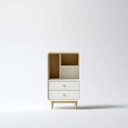 Aparador con nichos superiores y cajones claros - beige/blanco